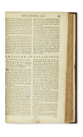 (DECLARATION OF INDEPENDENCE.) An early English printing of the Declaration, in the Universal Magazine.